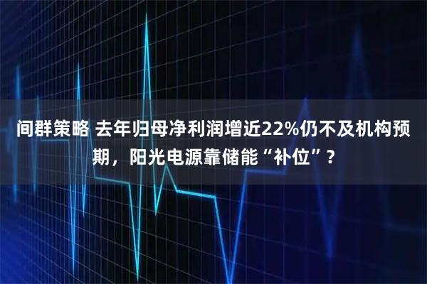 间群策略 去年归母净利润增近22%仍不及机构预期，阳光电源靠储能“补位”？